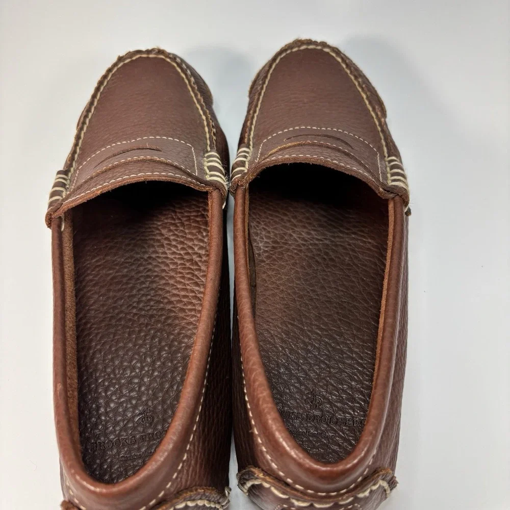 Brooks Brothers Men's‎ Brown Pebble Grain Penny Loafer Moccasin Drivers 8.5 M